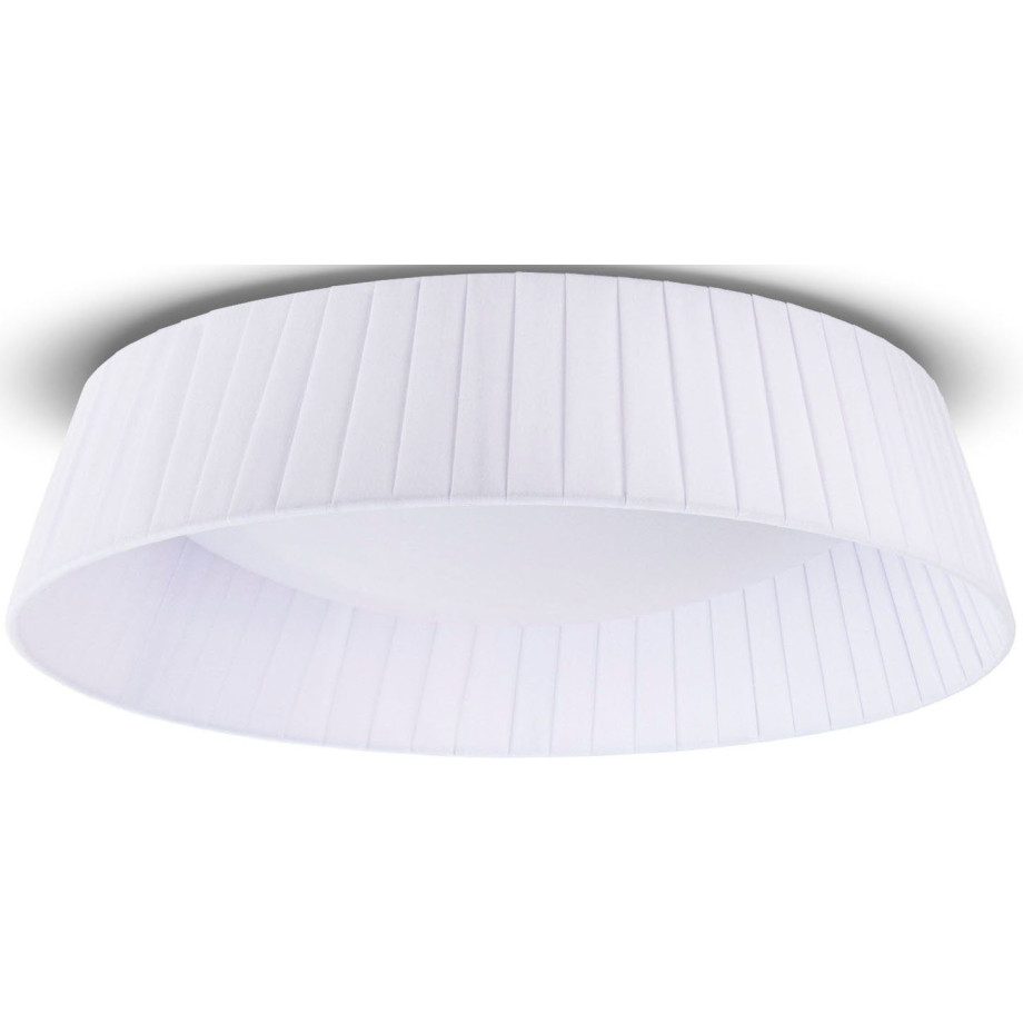 Paco Home Plafondlamp TARTE Rond kantoor lamp 2 x E27 textielkap modern gesloten uni-kleuren afbeelding 1