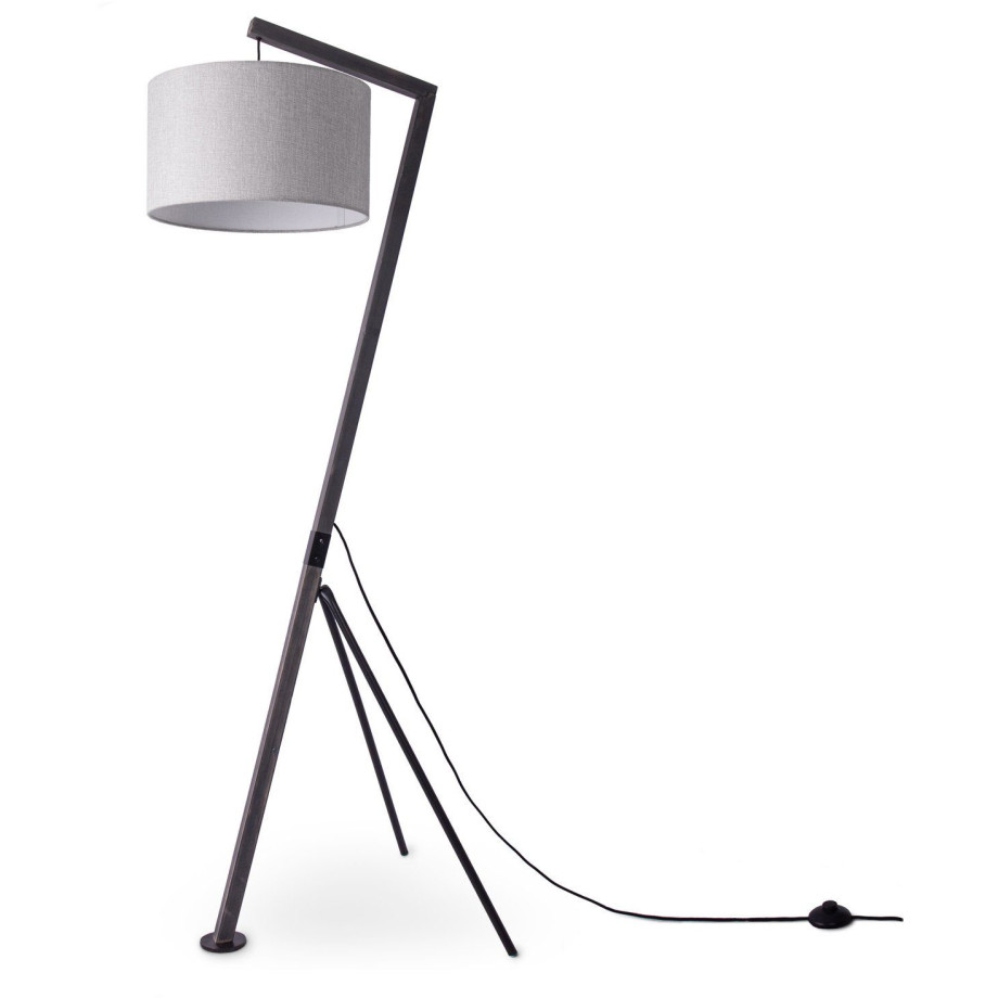 Paco Home Staande lamp GALLOW Modern woonkamer driepoot hout metaal vintage E27 galg afbeelding 1
