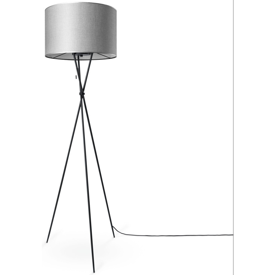 Paco Home Staande lamp KATE CANVAS UNI COLOR Woonkamer driepoot stoffen lampenkap vloerlamp textiel kap E27 afbeelding 1