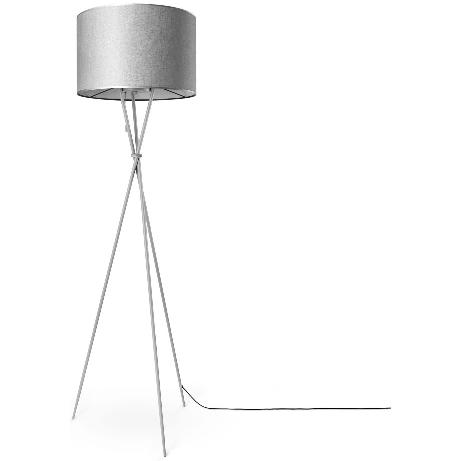 Paco Home Staande lamp KATE CANVAS UNI COLOR Woonkamer driepoot stoffen lampenkap vloerlamp textiel kap E27 afbeelding 1