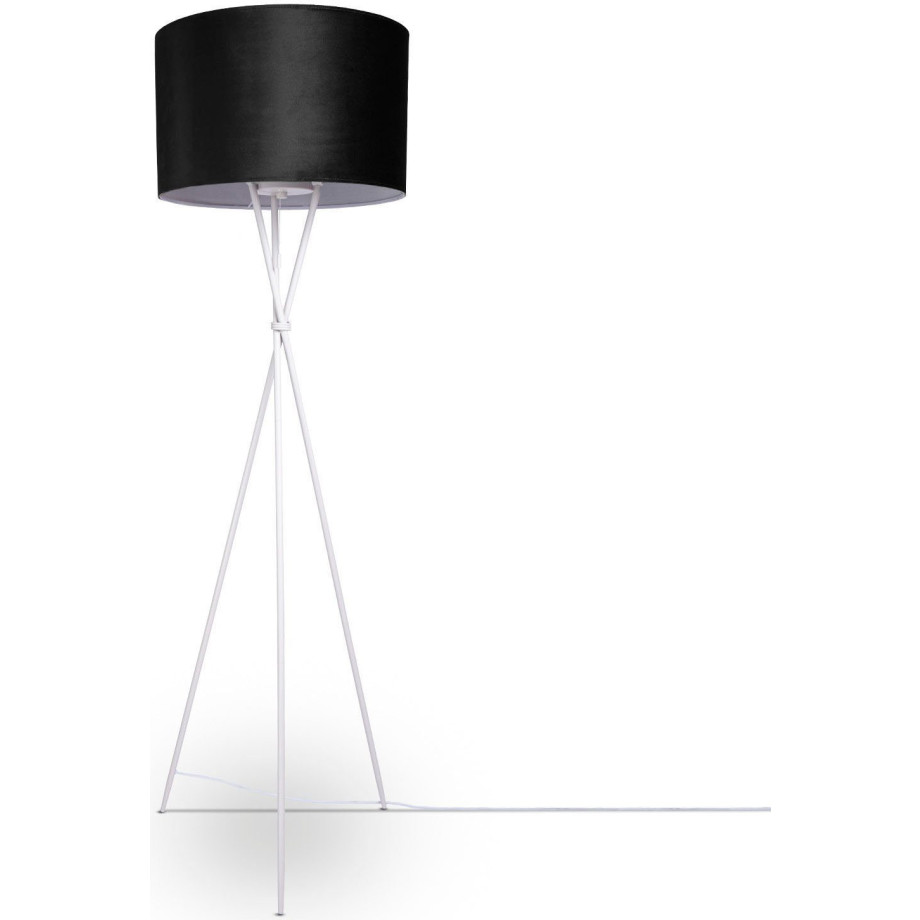 Paco Home Staande lamp Kate uni kleur Woonkamer driepoot vloerlamp velours hoogte 177,5cm filigraan E27 afbeelding 1