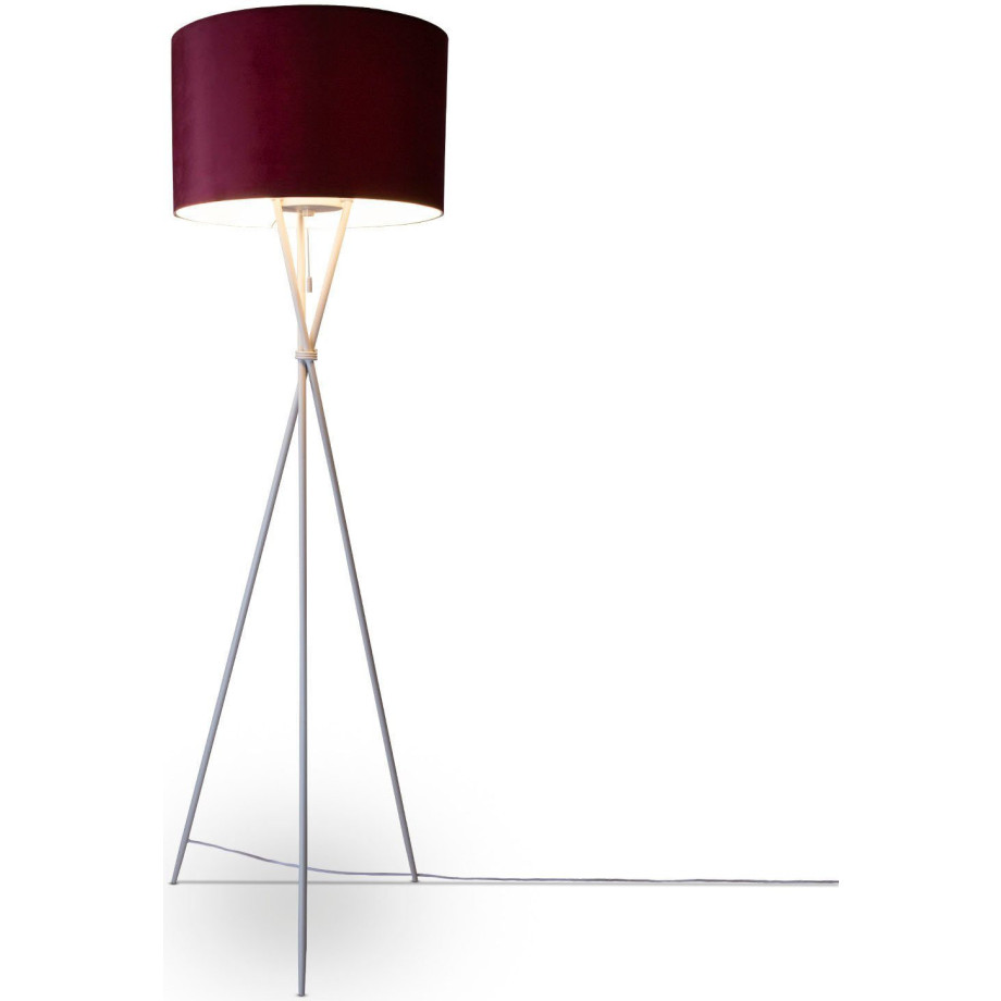 Paco Home Staande lamp Kate uni kleur Woonkamer driepoot vloerlamp velours hoogte 177,5cm filigraan E27 afbeelding 1