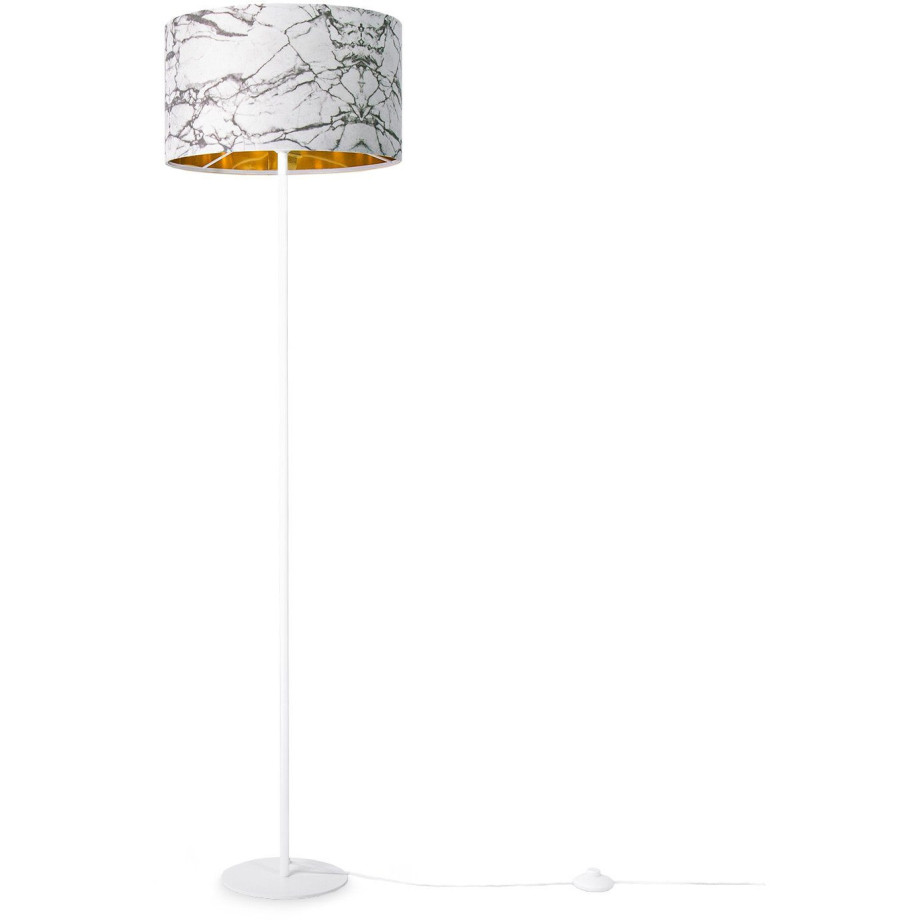 Paco Home Staande lamp Kracht 525 Woonkamer slaapkamer E27 marmer steen ontwerp grijs wit afbeelding 1