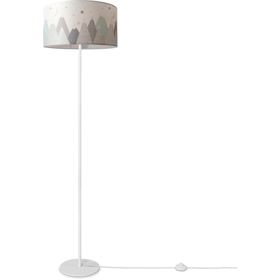 Paco Home Staande lamp Luca Cosmo Kinderlamp, vloerlamp, stoffen lampenkap, babykamer bergen wolken afbeelding 1