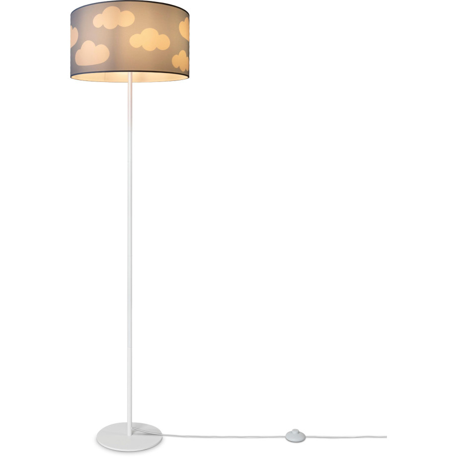 Paco Home Staande lamp Luca Cosmo Vloerlamp kinderkamer stoffen lampenkap speelkamer wolken E27 afbeelding 1