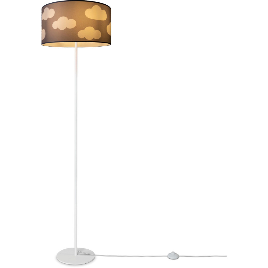 Paco Home Staande lamp Luca Cosmo Vloerlamp kinderkamer stoffen lampenkap speelkamer wolken E27 afbeelding 1