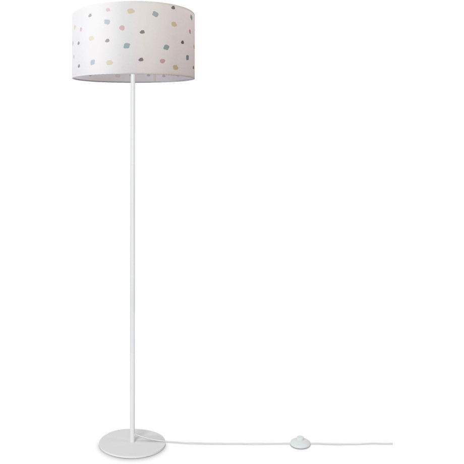 Paco Home Staande lamp Luca Dots Woonkamer stofkap E27 textiel lampenkap rond stippen stof afbeelding 1