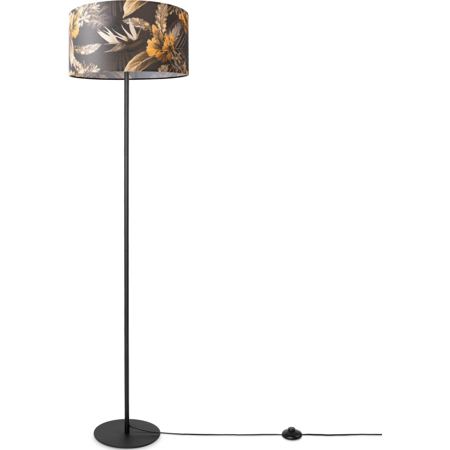 Paco Home Staande lamp Luca Flower Vloerlamp stoffen lampenkap woonkamer textiel kap bloemenpatroon afbeelding 1