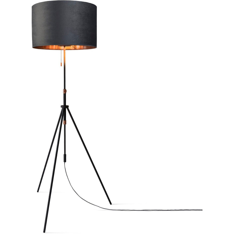 Paco Home Staande lamp Naomi uni Color Woonkamer in hoogte verstelbaar 121,5 tot 176,5 cm trekschakelaar velours afbeelding 1