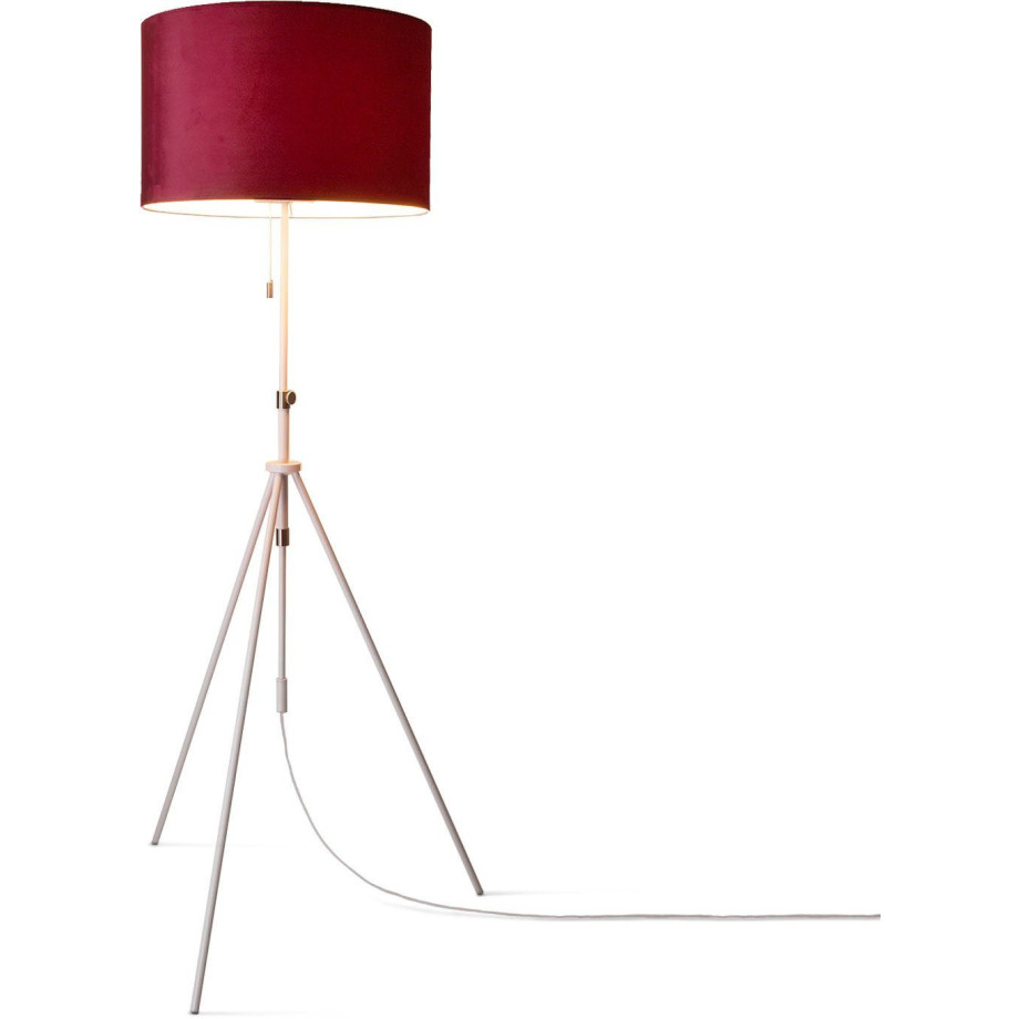 Paco Home Staande lamp Naomi uni Color Woonkamer in hoogte verstelbaar 121,5 tot 176,5 cm trekschakelaar velours afbeelding 1