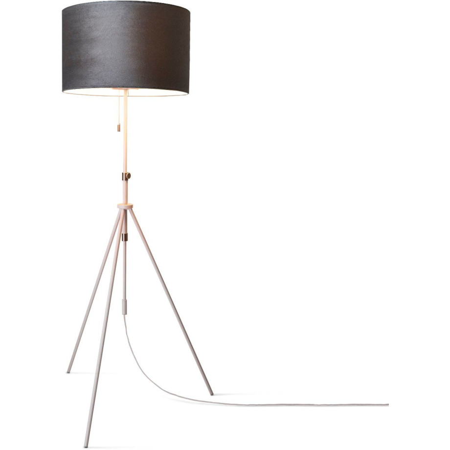 Paco Home Staande lamp Naomi uni Color Woonkamer in hoogte verstelbaar 121,5 tot 176,5 cm trekschakelaar velours afbeelding 1