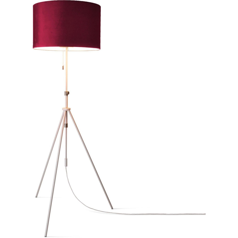 Paco Home Staande lamp Naomi uni Color Woonkamer in hoogte verstelbaar 121,5 tot 176,5 cm trekschakelaar velours afbeelding 1