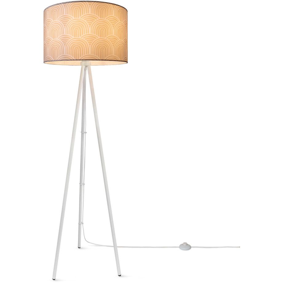 Paco Home Staande lamp Trina Pillar Woonkamer vloerlamp driepoot statief met stoffen kap uni modern afbeelding 1