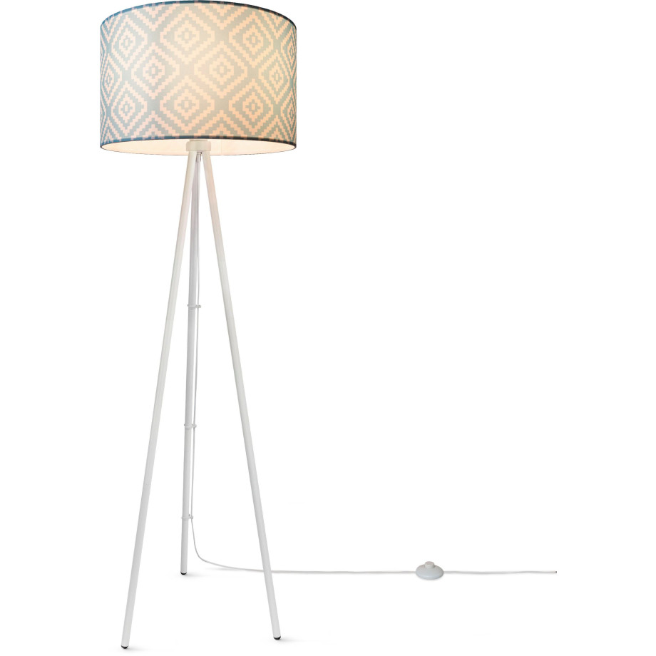 Paco Home Staande lamp Trina Stella Driepotige moderne stof lampenkap vintage ontwerp textiel woonkamer afbeelding 1