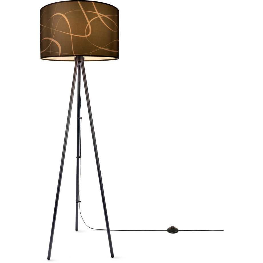 Paco Home Staande lamp Trina Tribal Vloerlamp driepoot met lampenkap stof statief modern vintage uni afbeelding 1