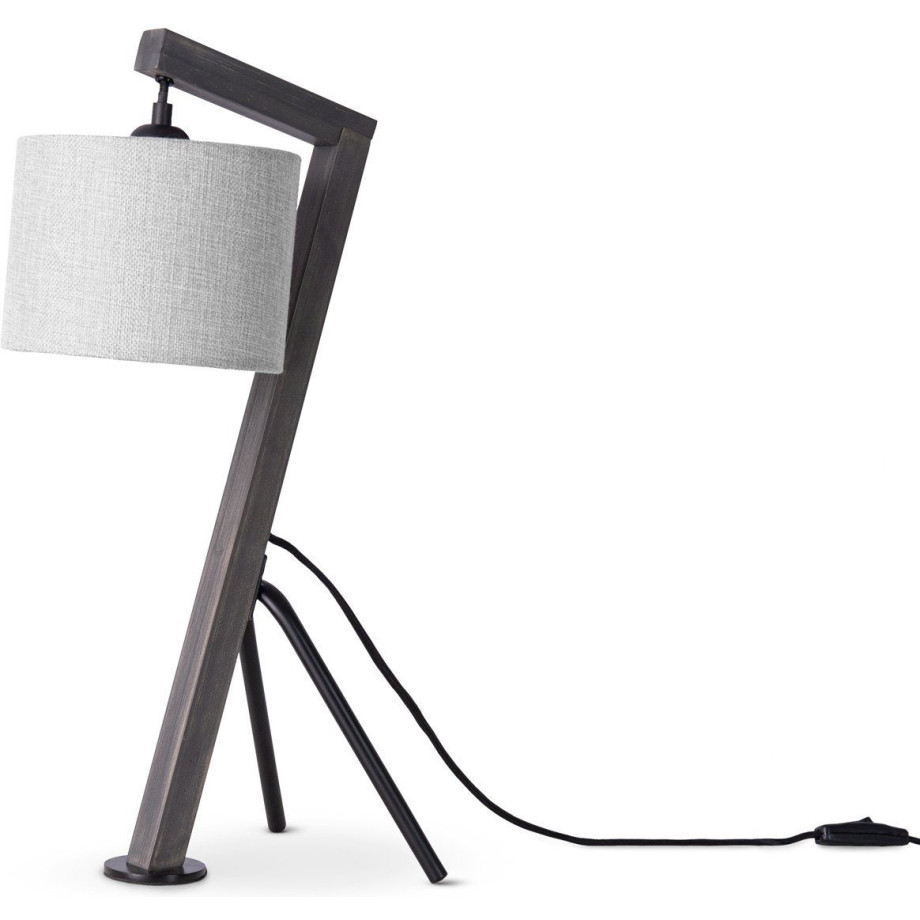 Paco Home Tafellamp GALLOW Schrijf houten driepoot vintage E27 galg modern hoogte 49cm afbeelding 1