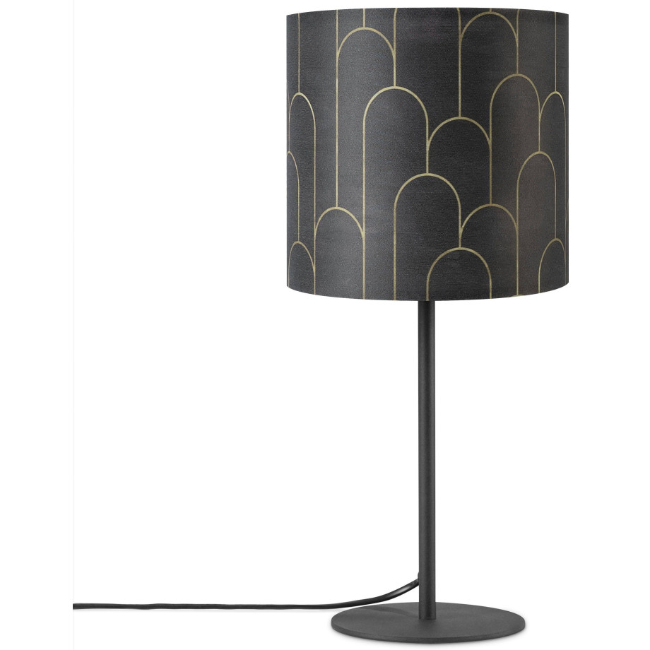 Paco Home Tafellamp Luca Pillar Nacht met kap abstract modern stoffen kap afbeelding 1