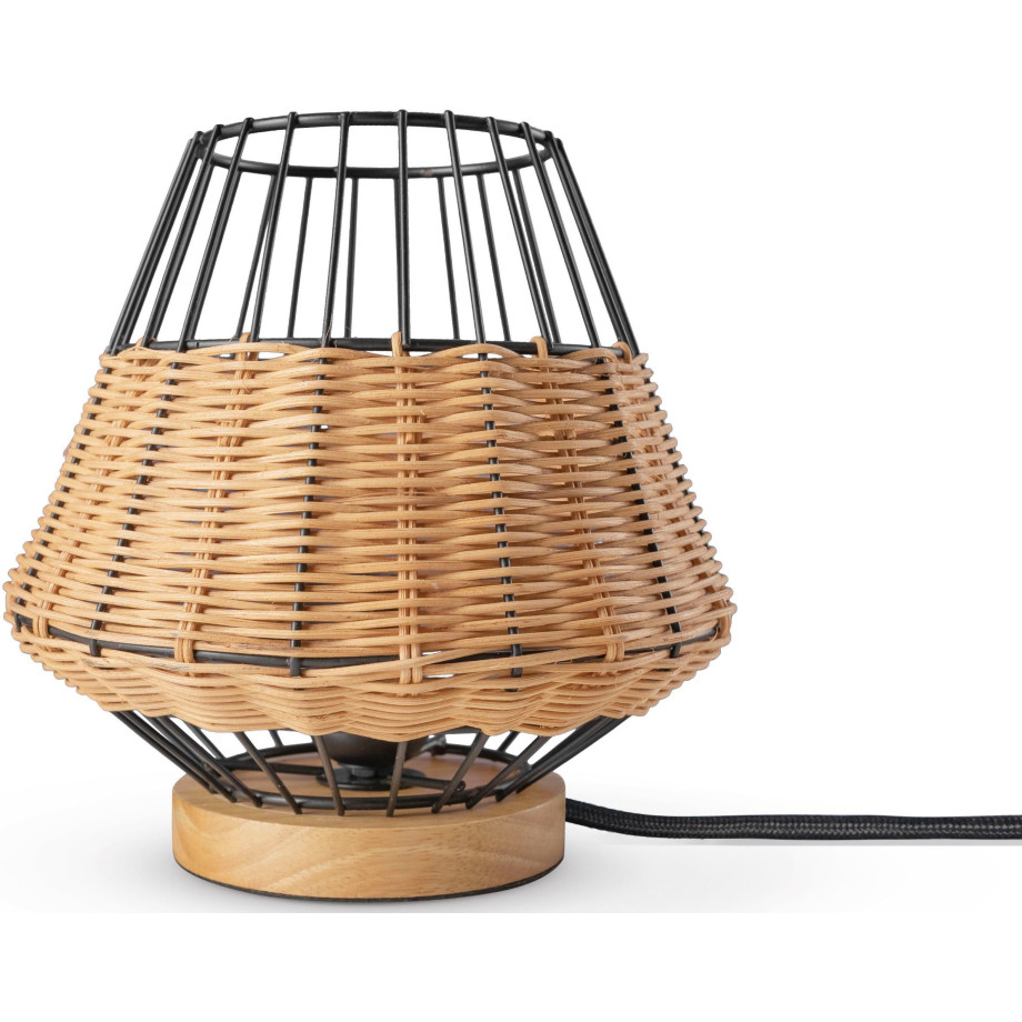 Paco Home Tafellamp Punto Rattan LED kooi lamp Boho stijl nacht rustiek hout E27 afbeelding 1