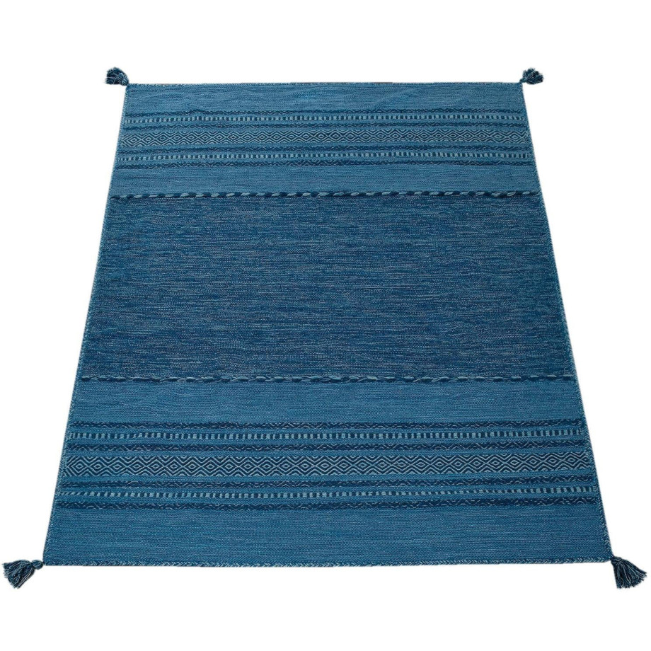 Paco Home Vloerkleed Kilim 217 met de hand geweven tweezijdig te gebruiken kleed, puur katoen, gestreept, woonkamer afbeelding 1