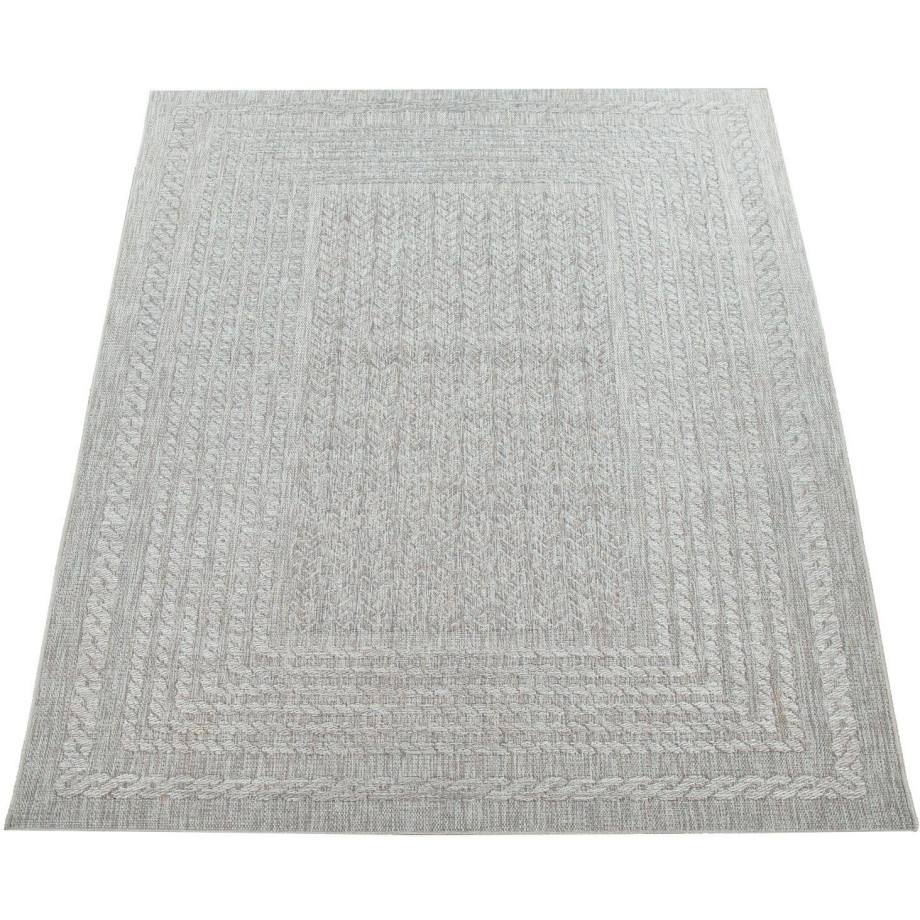 Paco Home Vloerkleed Liege 390 Platweefsel, gemêleerde sisal look, met randdessin, geschikt voor buiten afbeelding 1