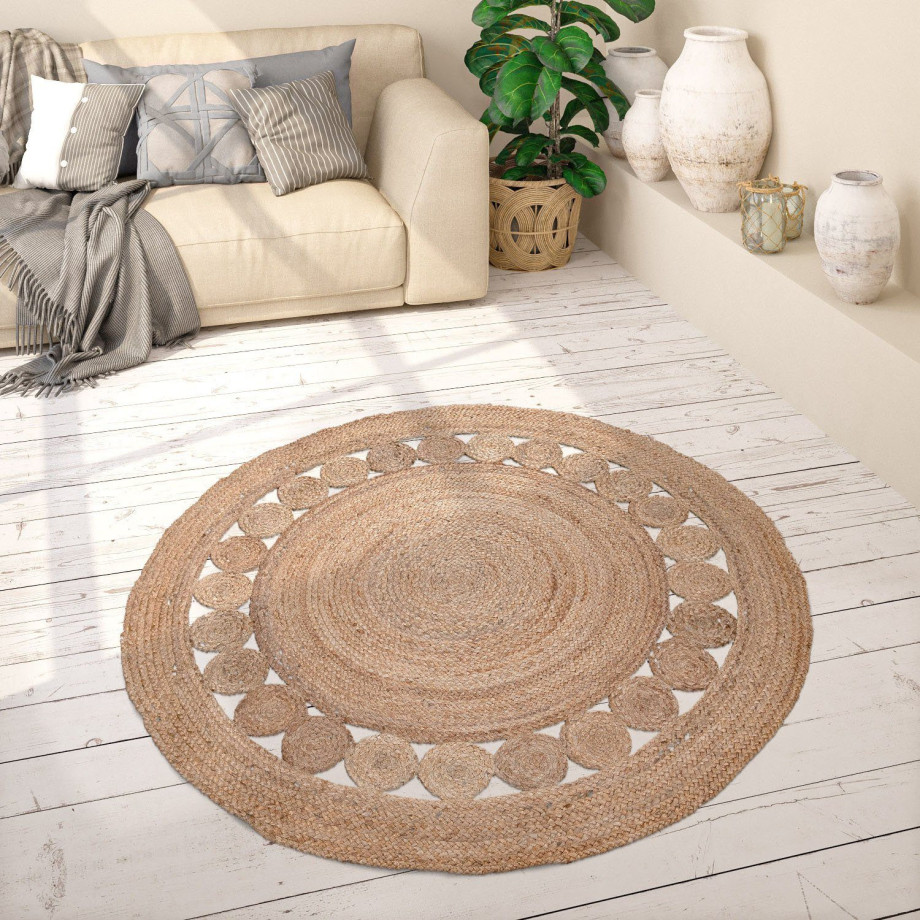 Paco Home Vloerkleed Viborg 593 Jute, modern, boho, etno, met de hand gemaakt vloerkleed van natuurmateriaal afbeelding 1