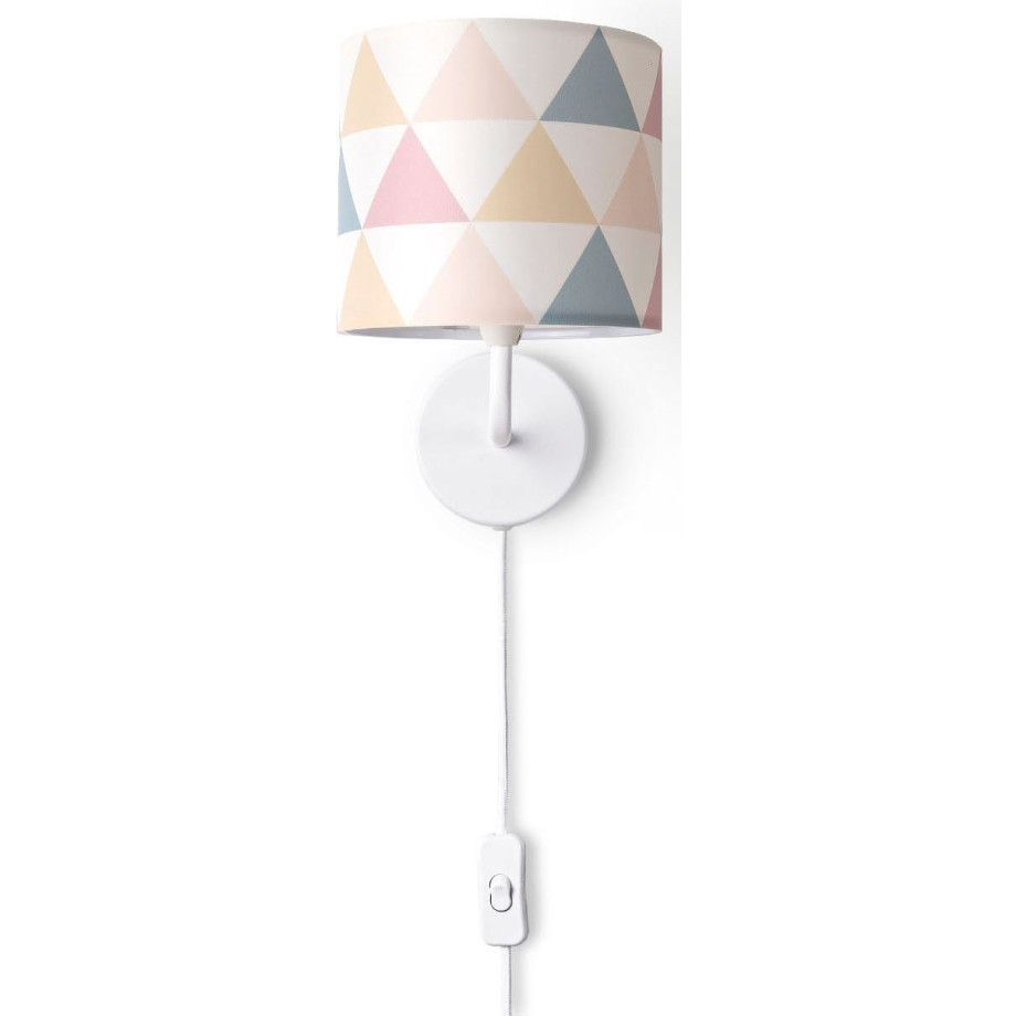 Paco Home Wandlamp Luca Delta Wandlamp lampenkap stof wandlamp driehoek kleurig textielkap E14 afbeelding 1