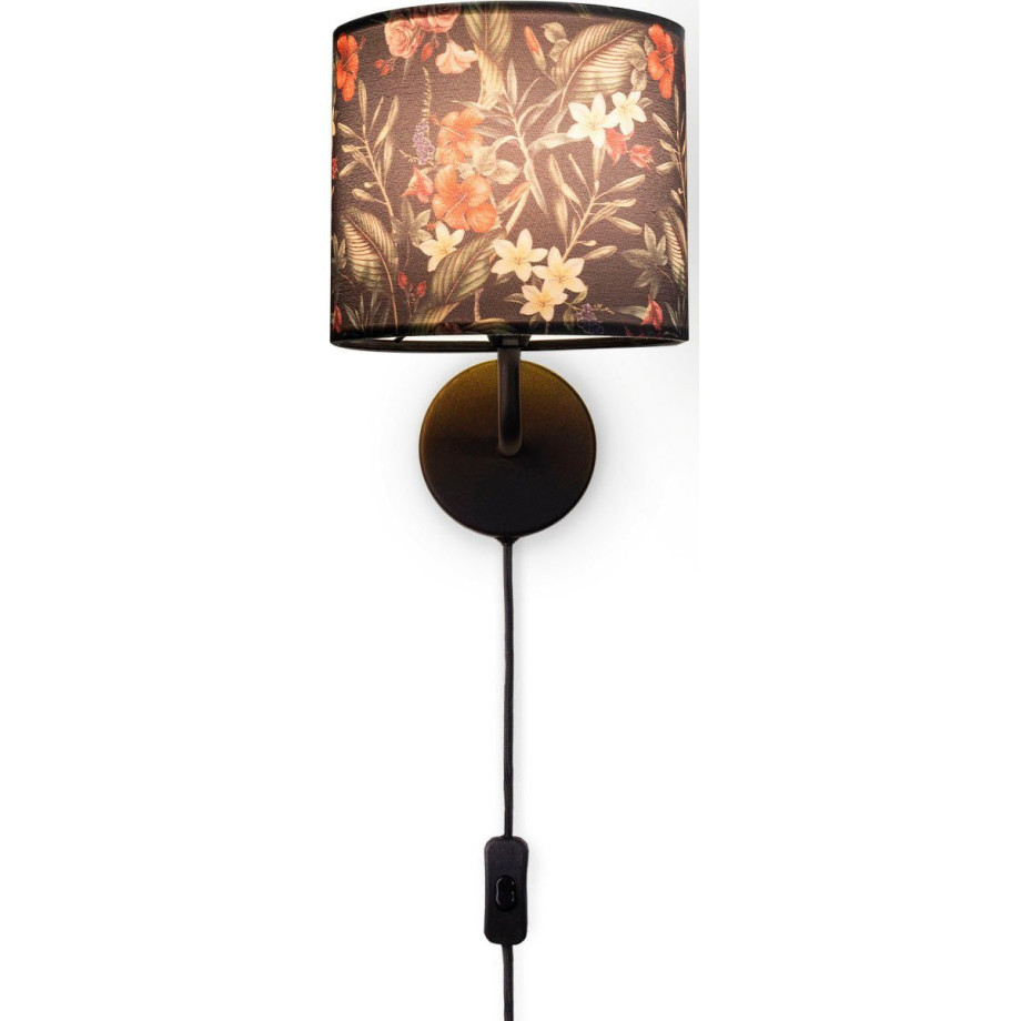 Paco Home Wandlamp Luca Flower Stofflamp bloemenpatroon wandlamp lampenkap textiel bloemig afbeelding 1