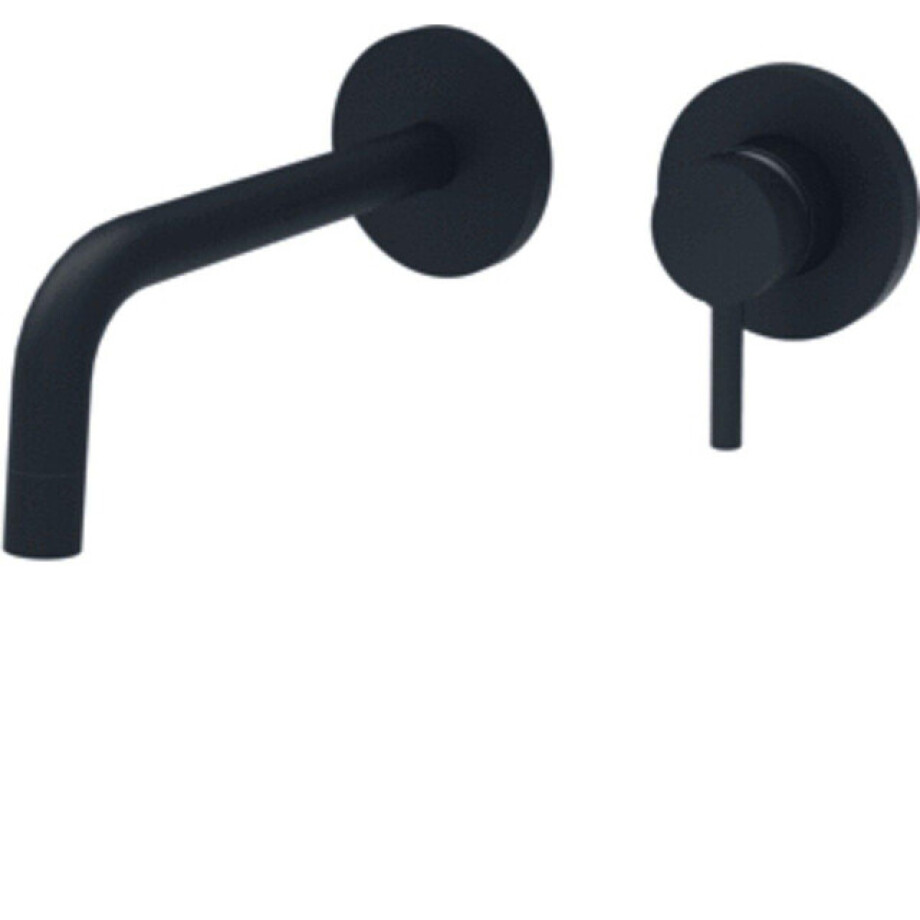 Paffoni Light wastafelmengkraan met uitloop 24.5cm zwart mat LIG007NO70 afbeelding 1