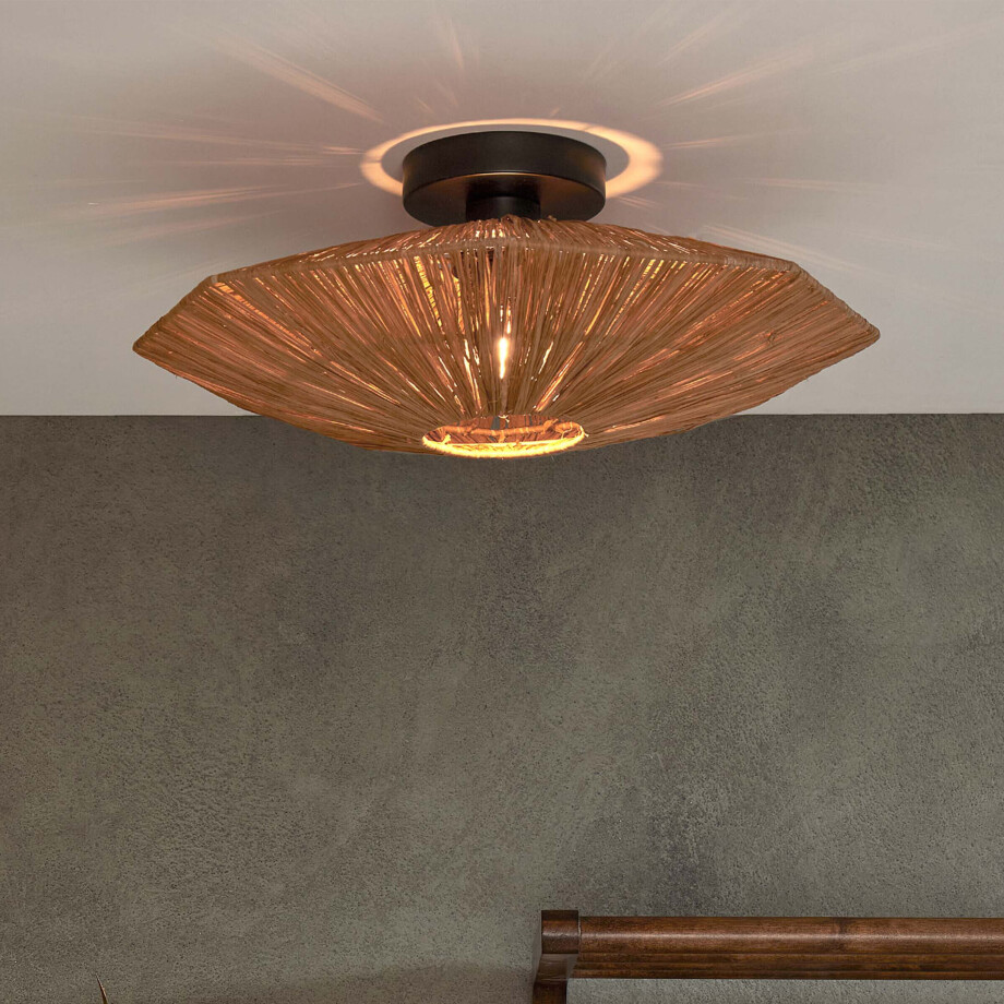GOOD&MOJO Plafondlamp 'Panama' Raffia, 45cm, kleur Bruin afbeelding 1