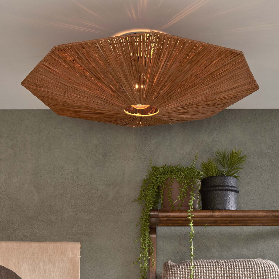 GOOD&MOJO Plafondlamp 'Panama' Raffia, 65cm, kleur Bruin GOOD&MOJO Plafondlamp 'Panama' Raffia, 65cm, kleur Bruin afbeelding 1