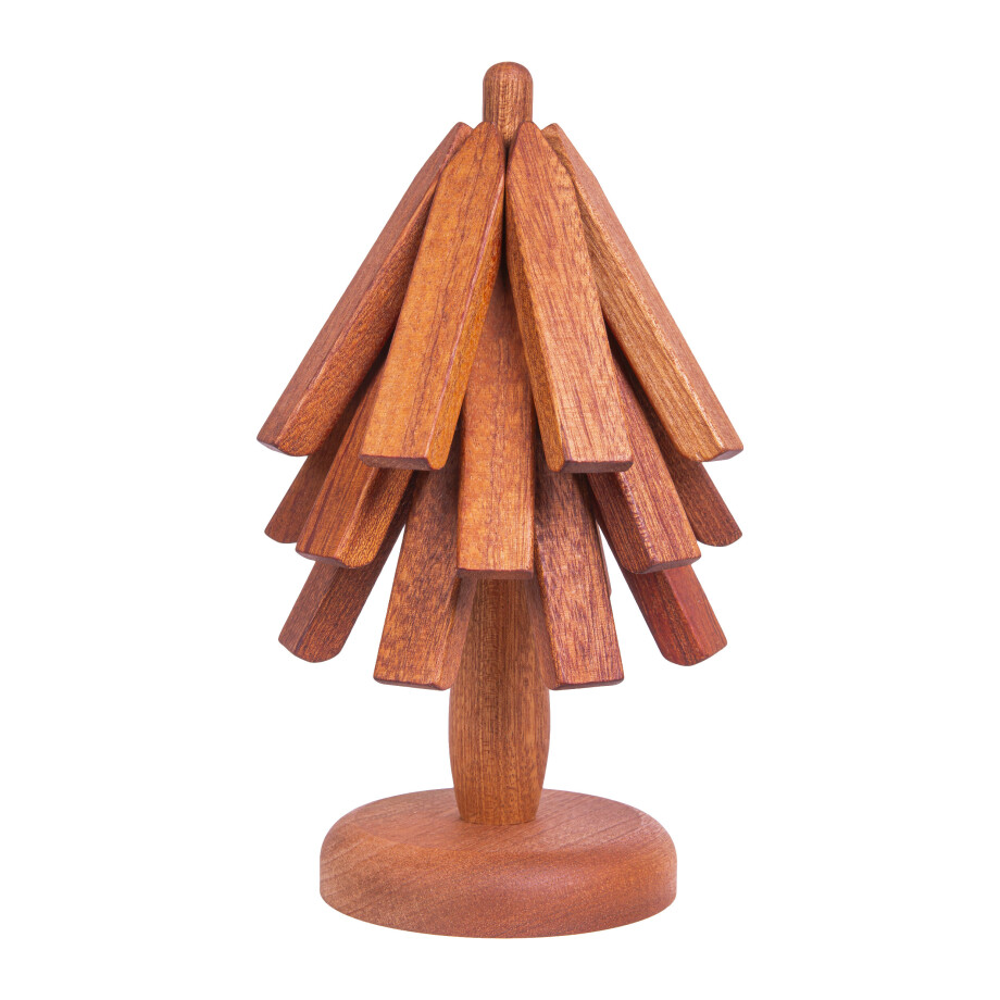 QUVIO Pannenonderzetters - Boomvormige standaard - Set van 3 - Hout afbeelding 1