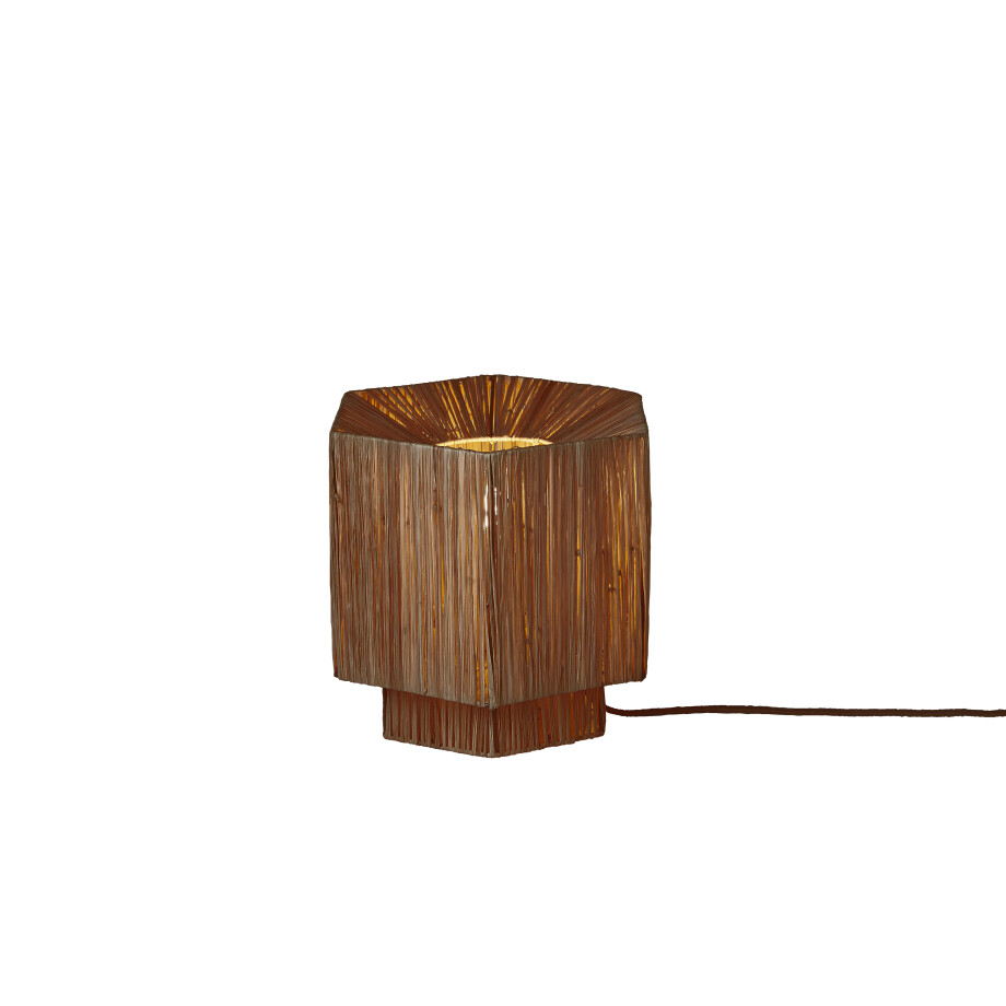 GOOD&MOJO Tafellamp 'Panama' Raffia, 26cm, kleur Bruin afbeelding 1