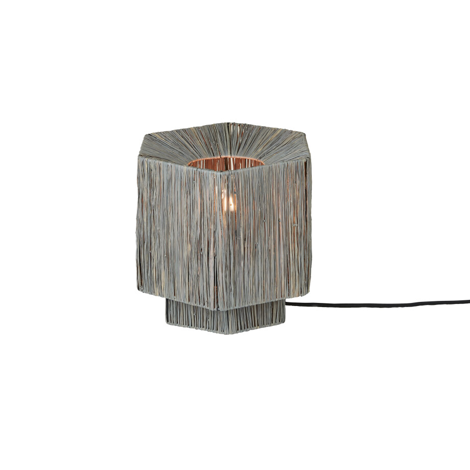 GOOD&MOJO Tafellamp 'Panama' Raffia, 26cm, kleur Grijs afbeelding 1