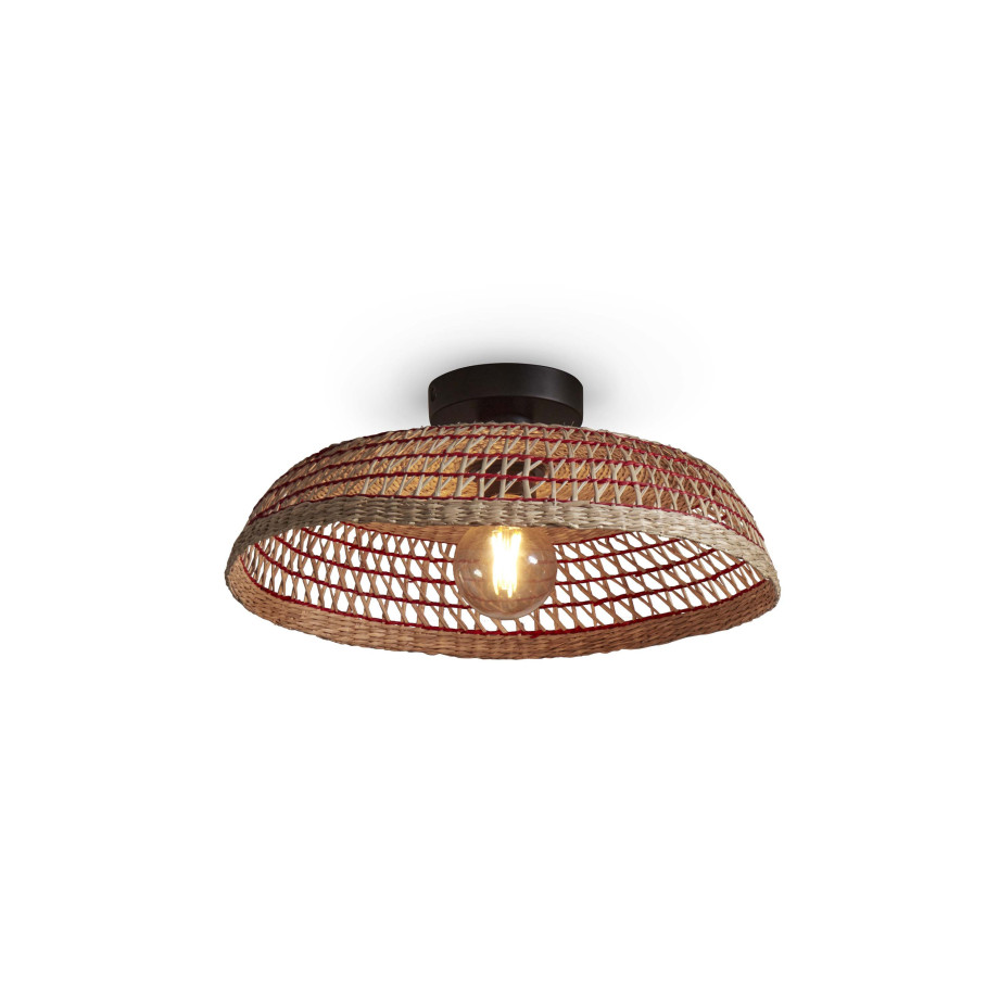 GOOD&MOJO Plafondlamp 'Pantanal' Zeegras, 45cm, kleur Naturel/Rood afbeelding 1