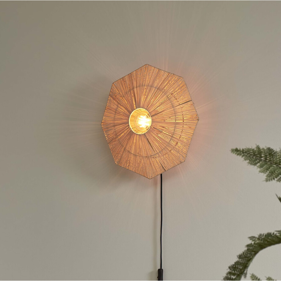 GOOD&MOJO Wandlamp 'Panama' Raffia, 45cm, kleur Naturel afbeelding 1