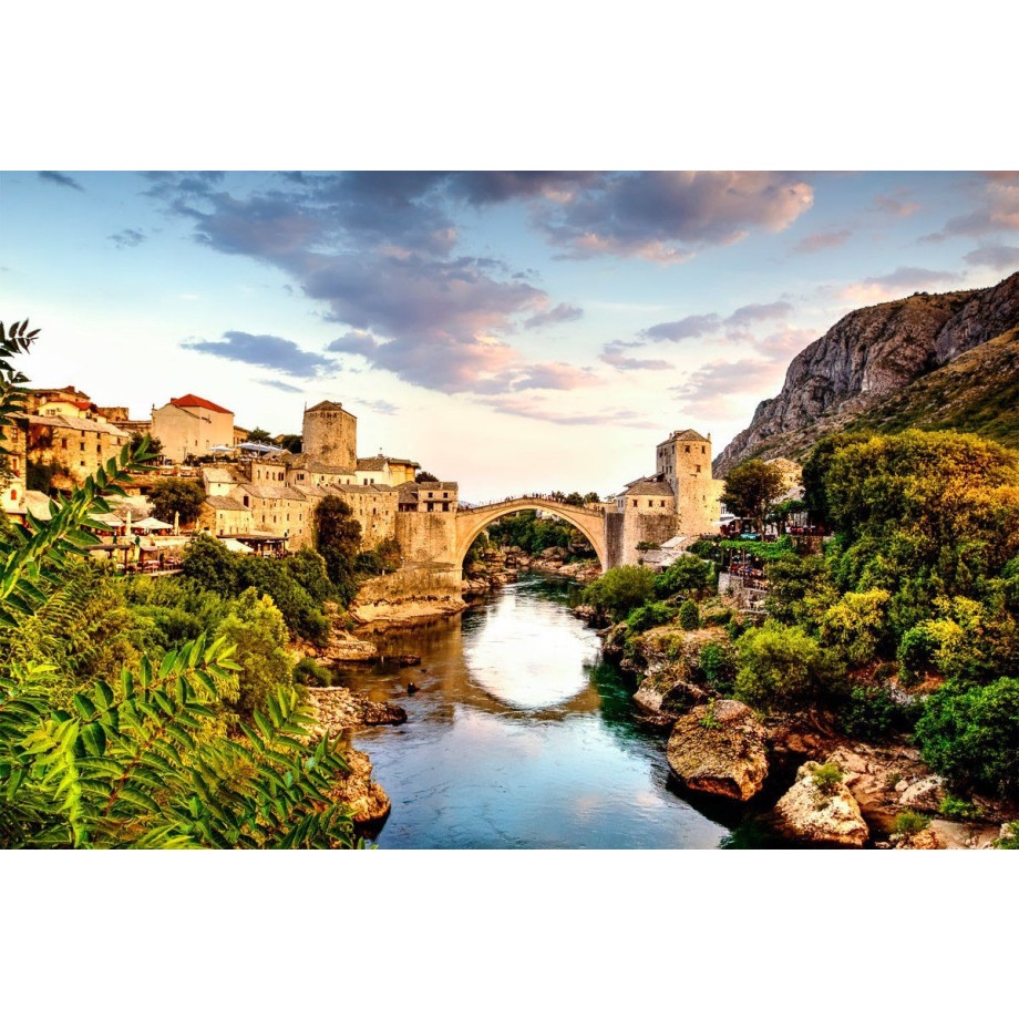 Papermoon Fotobehang Mostar oude brug Vliesbehang, eersteklas digitale print afbeelding 1