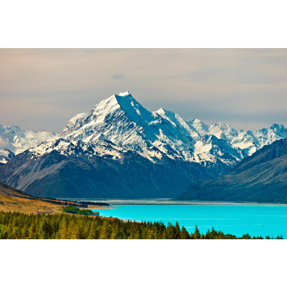 Papermoon Fotobehang Mount Cook and Pukaki Lake afbeelding 1