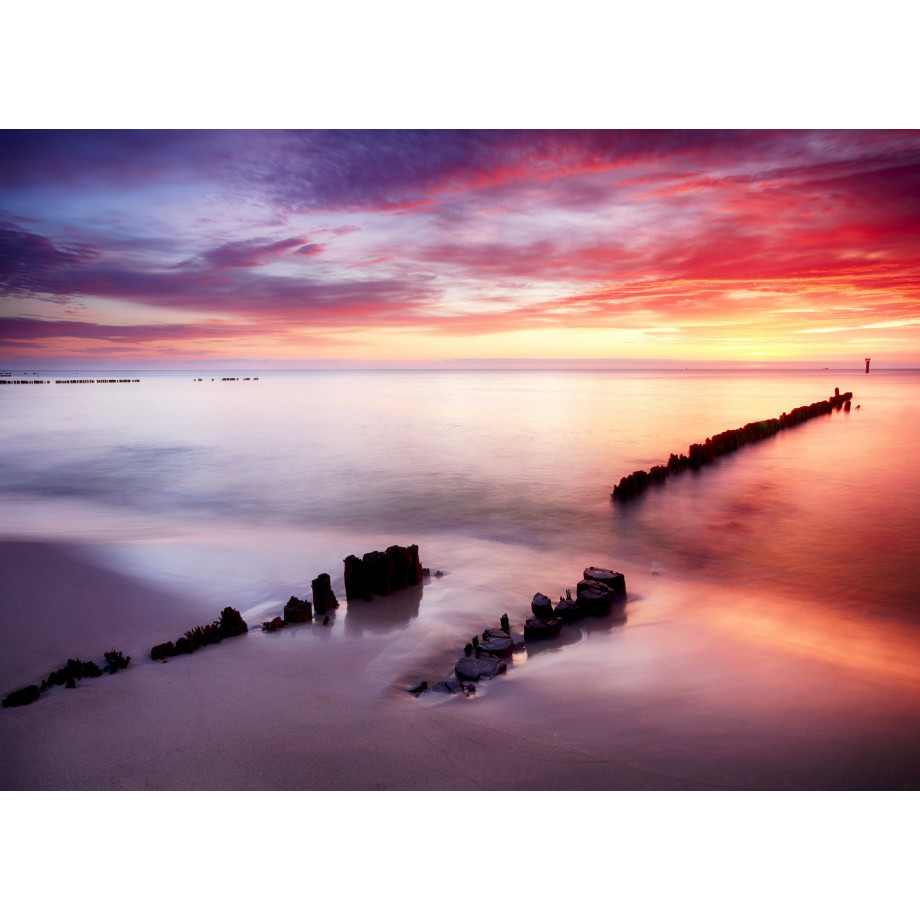 Papermoon Fotobehang Ocean Beach at Sunset afbeelding 1