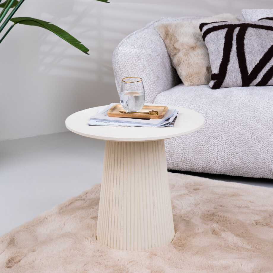 Sohome Ronde Bijzettafel 'Puck' Mangohout, 50cm, kleur Ivoor afbeelding 