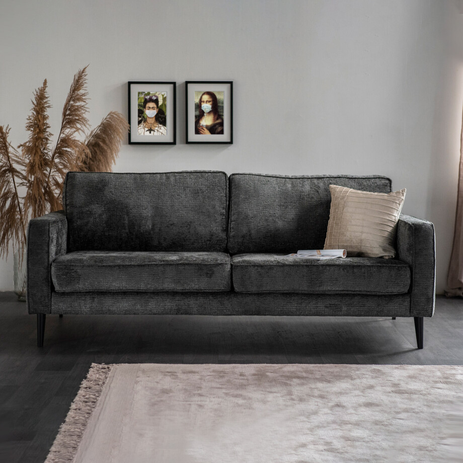 SEVN Bank 'Paulette' 4-zits, Chenille, kleur Donkergrijs SEVN Bank 'Paulette' 4-zits, Chenille, kleur Donkergrijs afbeelding 1