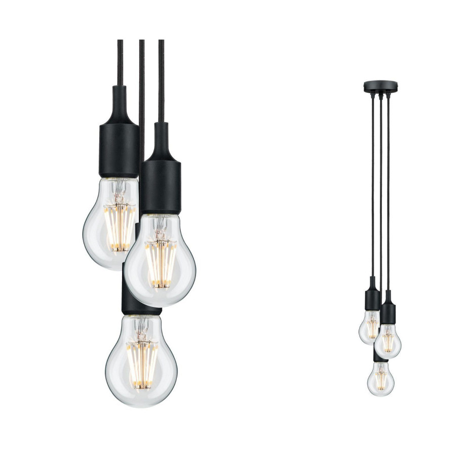 Paulmann Hanglamp Neordic Ketil max. 3x60W Zwart 230V Silikon/Kunststof (1 stuk) afbeelding 1