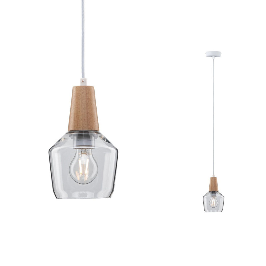 Paulmann Hanglamp Neordic Ylvie max. 1x20W Helder/Hout 230V Glas/Hout (1 stuk) afbeelding 1