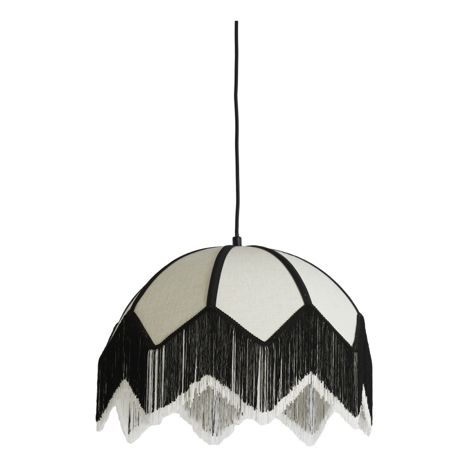 Light & Living Hanglamp 'Sulina' Linnen, 45cm, kleur Wit/Zwart afbeelding 1