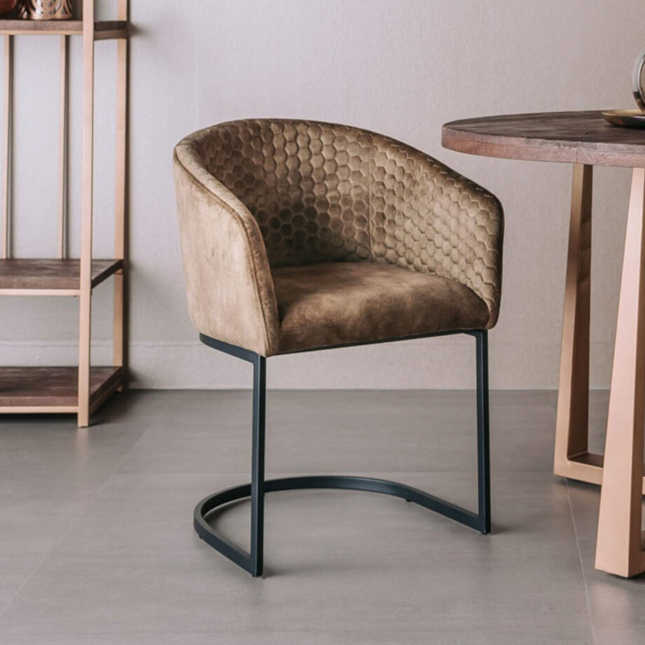 Tower Living Eetkamerstoel 'Pellaro' Velvet, kleur Groen Tower Living Eetkamerstoel 'Pellaro' Velvet, kleur Groen afbeelding 1