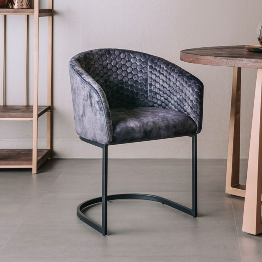 Tower Living Eetkamerstoel 'Pellaro' Velvet, kleur Donkergrijs Tower Living Eetkamerstoel 'Pellaro' Velvet, kleur Donkergrijs afbeelding 1