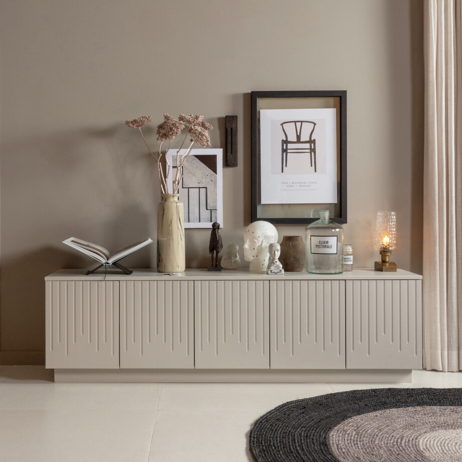 WOOOD TV-meubel 'Pencil' Grenenhout, 180cm, kleur Mist WOOOD TV-meubel 'Pencil' Grenenhout, 180cm, kleur Mist afbeelding 1