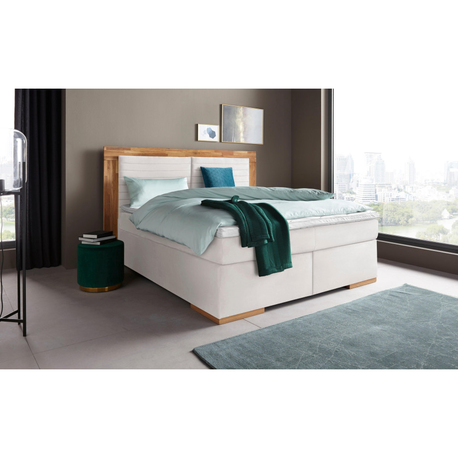 Places of Style Boxspring Cup met massief houten frame, met topmatras, in 2 hardheden, in 3 breedten afbeelding 1
