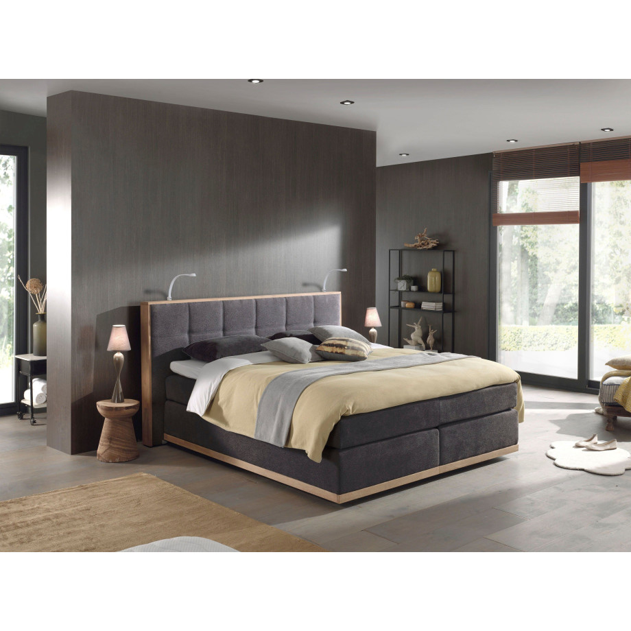 Places of Style Boxspring Vinton van eiken, met ledverlichting, verschillende hardheden (ook h4) (5-delig - 5-delig) afbeelding 1