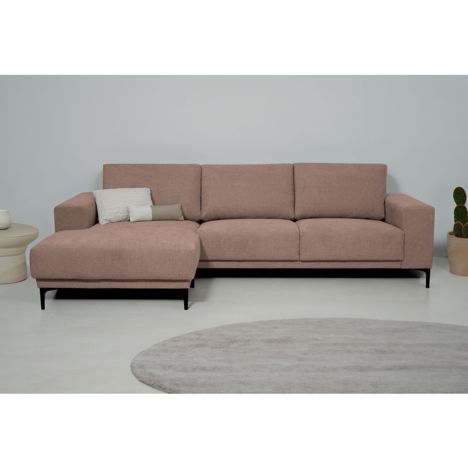 Places of Style Hoekbank Xander, L-model, Breedte 280 cm, soft-touch chenille, zwarte metalen voeten afbeelding 1