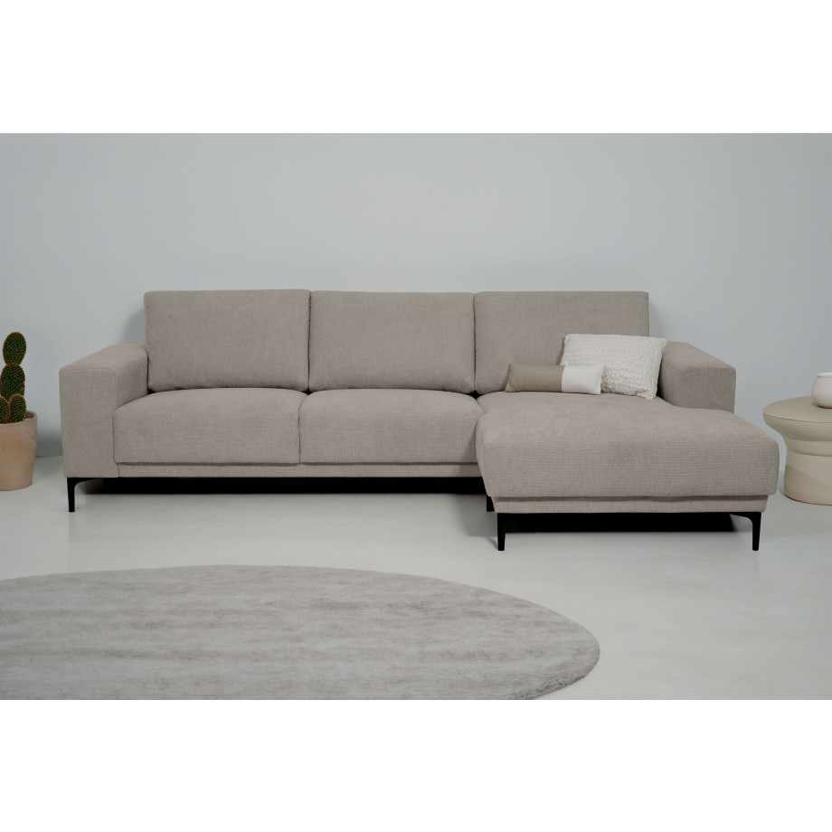 Places of Style Hoekbank Xander, L-model, Breedte 280 cm, soft-touch chenille, zwarte metalen voeten afbeelding 1